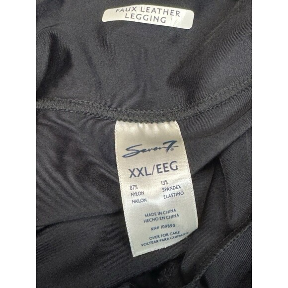 Seven Black Faux Leather Leggings Plus‎ Size XXL High Waist Size Edgy Clubwear - Picture 7 of 8